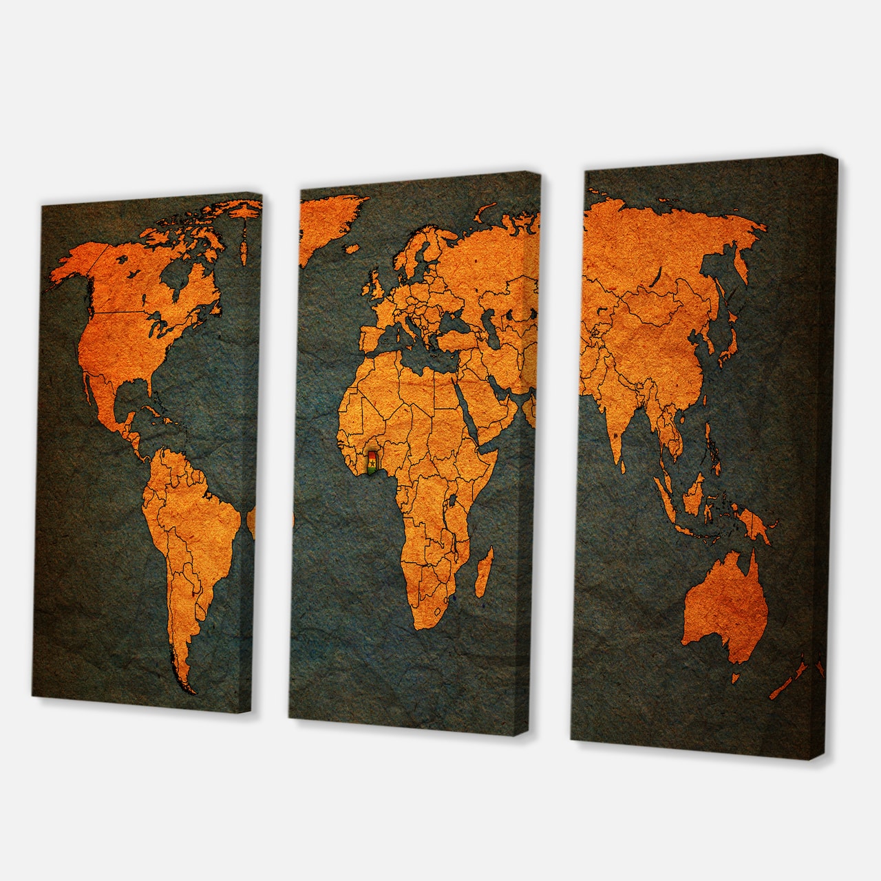 Designart - Ancient Map of The World Africa - Vintage Canvas Wall Art Print